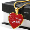 'I Love MY MOM' Red Print Heart Pendant Luxury Necklace