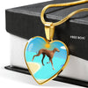 Azawakh Dog Print Heart Pendant Luxury Necklace-Free Shipping