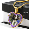 English Toy Spaniel Dog Print Heart Charm Necklaces-Free Shipping