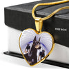 Amazing Doberman Pinscher Print Heart Pendant Luxury Necklace-Free Shipping