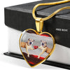 Border Terrier Print Heart Pendant Luxury Necklace-Free Shipping