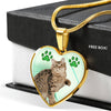 American Bobtail Print Heart Pendant Luxury Necklace-Free Shipping