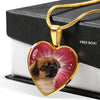 Tibetan Spaniel Print Heart Pendant Luxury Necklace-Free Shipping