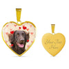 Flat Coated Retriever Print Heart Pendant Luxury Necklace-Free Shipping