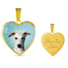 Whippet Dog Print Heart Pendant Luxury Necklace-Free Shipping