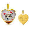 Norwegian Lundehund Print Heart Pendant Luxury Necklace-Free Shipping