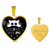 " I Love My Cat" Print Heart Pendant Luxury Necklace