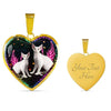 Devon Rex Cat Print Heart Charm Necklaces-Free Shipping