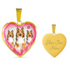 Rough Collie Dog Print Heart Charm Necklaces-Free Shipping