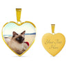 Balinese Cat Print Heart Pendant Luxury Necklace-Free Shipping