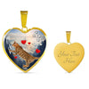 California Spangled Cat Print Heart Pendant Luxury Necklace-Free Shipping