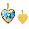 Cat Watercolor Art Print Heart Charm Necklaces-Free Shipping