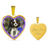 English Toy Spaniel Dog Print Heart Charm Necklaces-Free Shipping