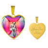 Chinese Crested Dog Print Heart Pendant Luxury Necklace-Free Shipping