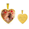 Bordeaux Mastiff Print Heart Pendant Luxury Necklace-Free Shipping