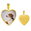 English Foxhound Print Heart Pendant Luxury Necklace-Free Shipping