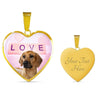 Cute Rhodesian Ridgeback Dog Print Heart Pendant Luxury Necklace-Free Shipping