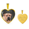 South African Boerboel Dog Print Heart Pendant Luxury Necklace-Free Shipping