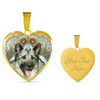 Norwegian Elkhound Dog Print Heart Pendant Luxury Necklace-Free Shipping