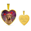 Wirehaired Vizsla Print Heart Pendant Luxury Necklace-Free Shipping