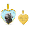 Weimaraner Dog Print Heart Pendant Luxury Necklace-Free Shipping