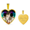 Siberian Cat Print Heart Pendant Luxury Necklace-Free Shipping