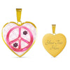 Peace Sign With Paws Print Heart Charm Necklaces-Free Shipping