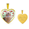 Somali Cat Print Heart Pendant Luxury Necklace-Free Shipping