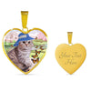 Scottish Fold Cat Print Heart Pendant Luxury Necklace-Free Shipping