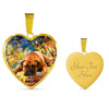 Bullmastiff Print Heart Pendant Luxury Necklace-Free Shipping