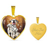 Dalmatian Dog Print Heart Pendant Luxury Necklace-Free Shipping