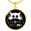 " I Love My Cat" Print Circle Pendant Luxury Necklace