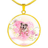 Bulldog Print Circle Charm Luxury Necklace-Free Shipping
