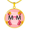 "MOM" Print Circle Pendant Luxury Necklace