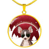 Chihuahua Print Circle Luxury Necklace-Free Shipping