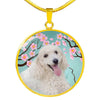 Poodle Dog Print Circle Pendant Luxury Necklace-Free Shipping