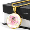 Bulldog Print Circle Charm Luxury Necklace-Free Shipping