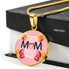 "MOM" Print Circle Pendant Luxury Necklace