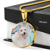 Poodle Dog Print Circle Pendant Luxury Necklace-Free Shipping