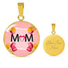 "MOM" Print Circle Pendant Luxury Necklace