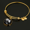 " I Love My Cat" Black Print Circle Pendant Luxury Bangle