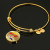 " I Love My Cat" Print Circle Pendant Luxury Bangle