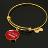 'I Love MY MOM' Red Print Circle Pendant Luxury Bangle