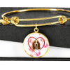 Basset Hound Print Luxury Circle Charm Bangle-Free Shipping