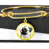 Cute Pug Dog Circle Pendent Luxury Bangle-Free Shipping