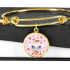 Maltese Dog Print Circle Charm Bangle-Free Shipping