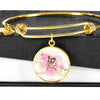Bulldog Print Circle Charm Bangle-Free Shipping