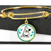 Cute French Bulldog Circle Pendent Luxury Bangle-Free Shipping
