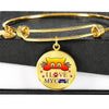 " I Love My Cat" Print Circle Pendant Luxury Bangle
