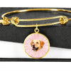 Labrador Retriever Print Circle Pendent Luxury Bangle-Free Shipping